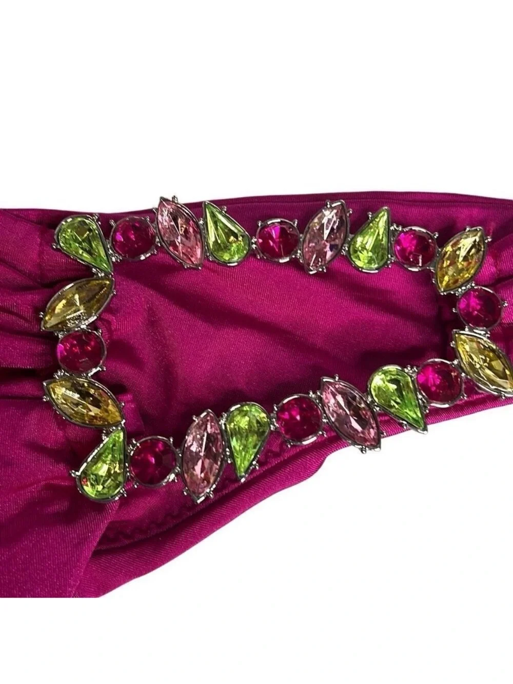 Women’s One-Shoulder Fuchsia Bikini with Jewel Accents